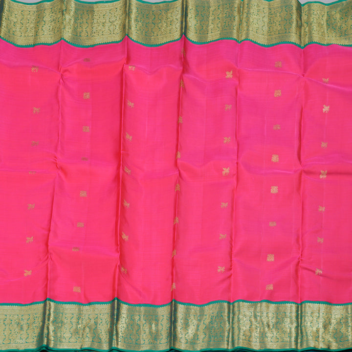 Hayagrivas Hot Pink Handloom Kanjivaram Silk Saree with Teal Green Border BD441-SBS