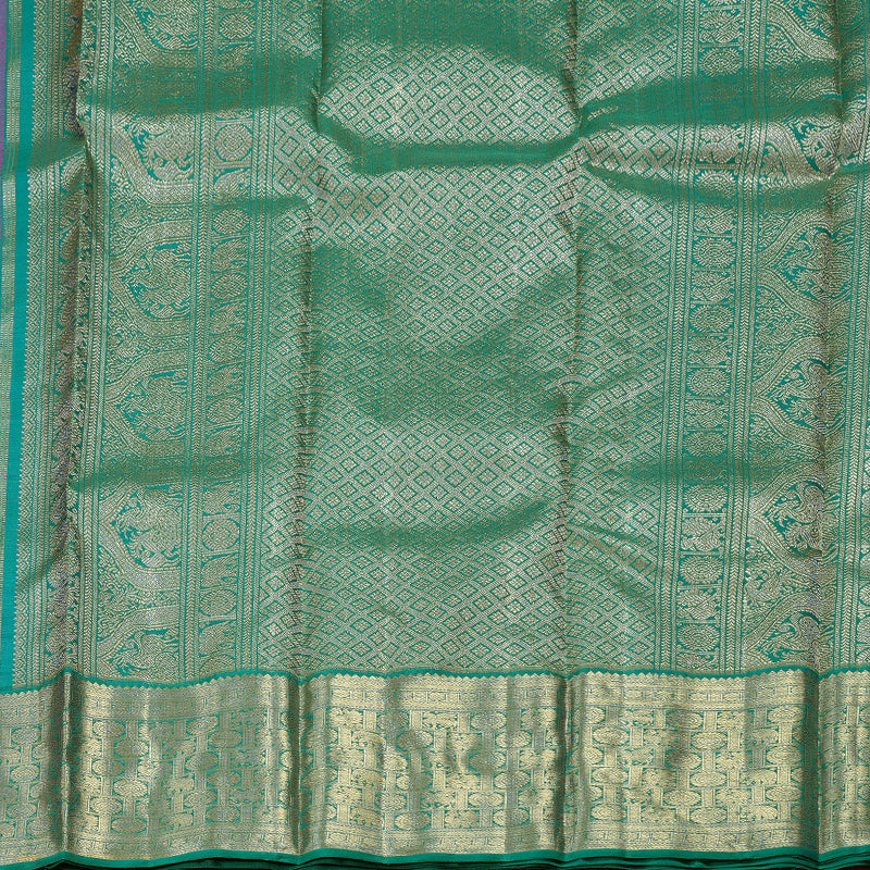 Hayagrivas Hot Pink Handloom Kanjivaram Silk Saree with Teal Green Border BD441-SBS