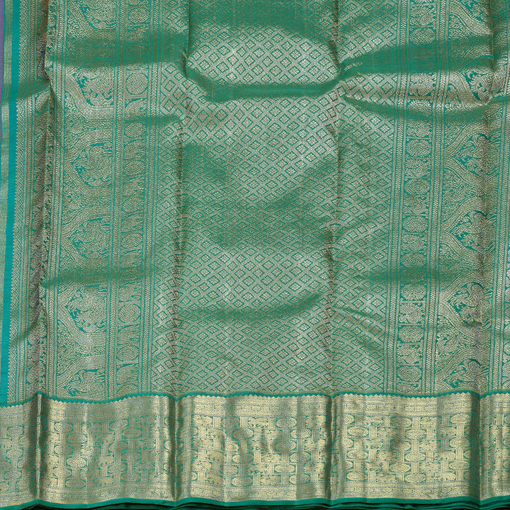 Hayagrivas Hot Pink Handloom Kanjivaram Silk Saree with Teal Green Border BD441-SBS