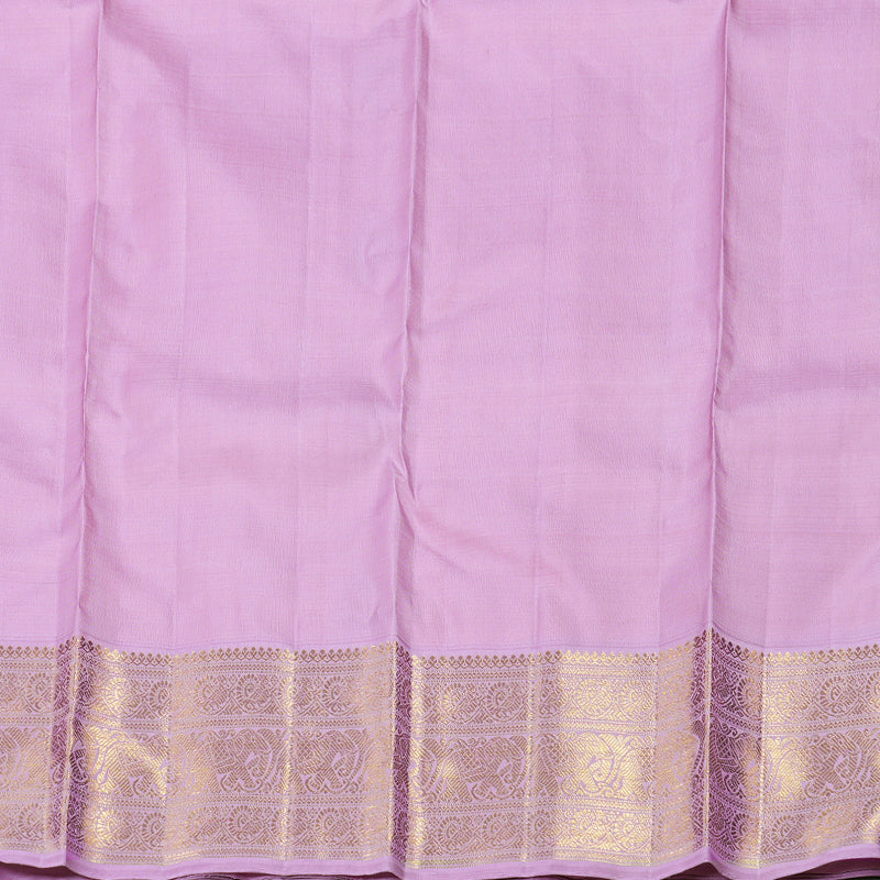 Hayagrivas Peach Pink Handloom Kanjivaram Silk Saree with Lavender Border BD443-SBS