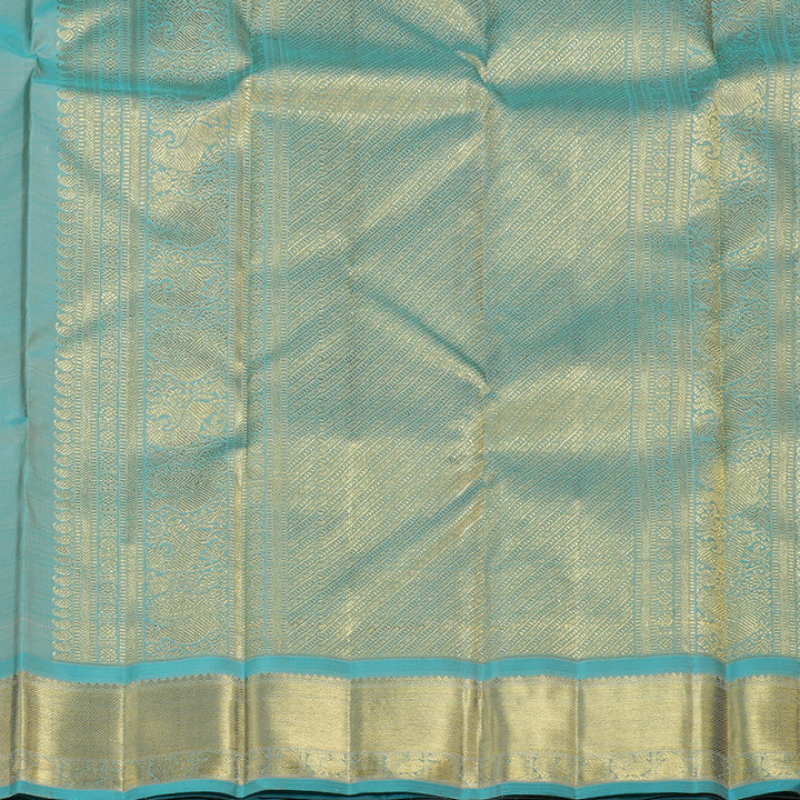 Hayagrivas Handloom Sand Brown Kanjivaram Silk Saree With Teal  Border BD449-SBS