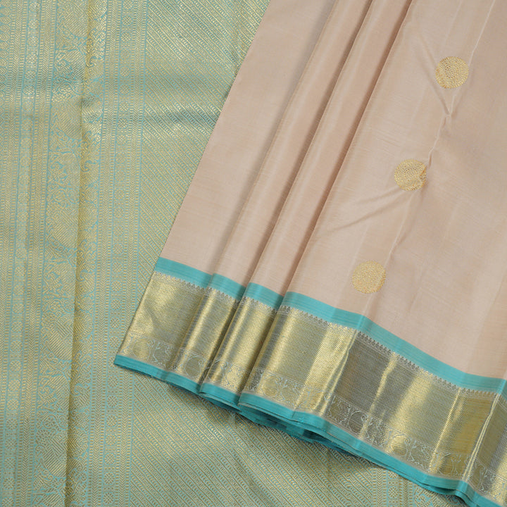 Hayagrivas Handloom Sand Brown Kanjivaram Silk Saree With Teal  Border BD449-SBS