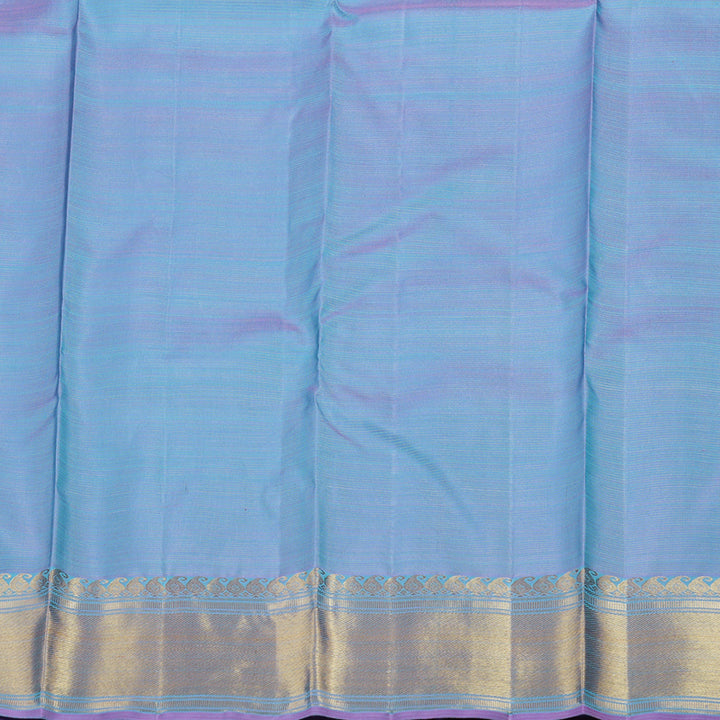 Hayagrivas Sea Blue Handloom Kanjivaram Silk Saree with Lavender Border BD451-SBS