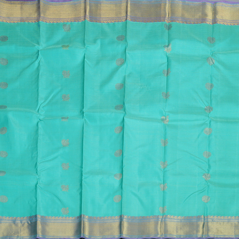 Hayagrivas Sea Blue Handloom Kanjivaram Silk Saree with Lavender Border BD451-SBS