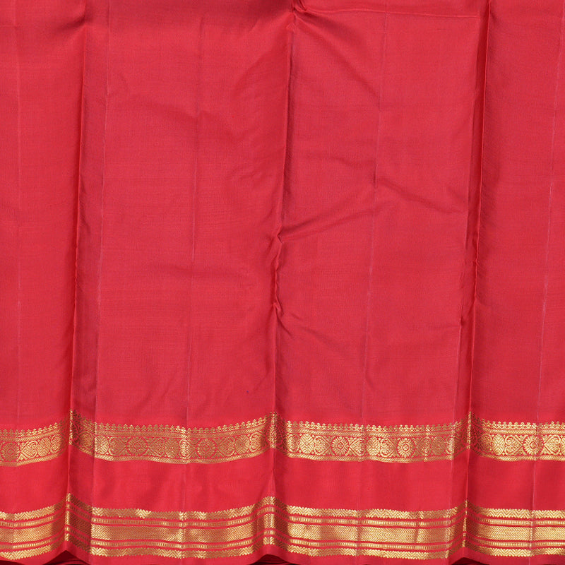 Hayagrivas Sea Blue Handloom Kanjivaram Silk Saree with Red Border BD462-SBS