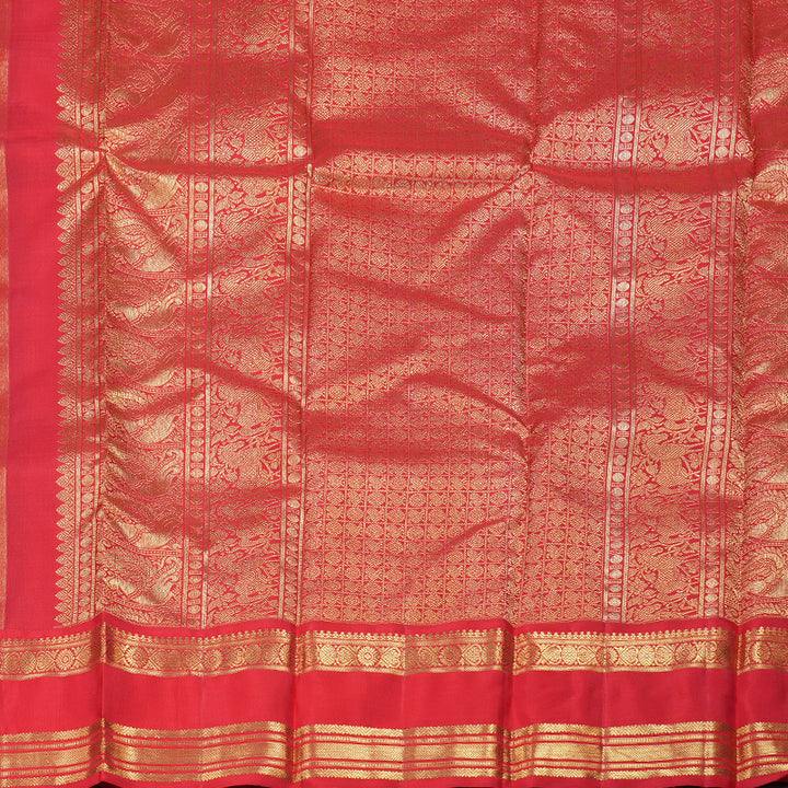 Hayagrivas Sea Blue Handloom Kanjivaram Silk Saree with Red Border BD462-SBS