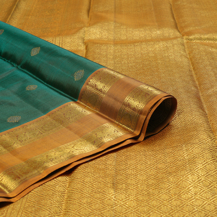 Hayagrivas Pebble Green Handloom Kanjivaram Silk Saree with Honey Yellow Border BD468-SBS