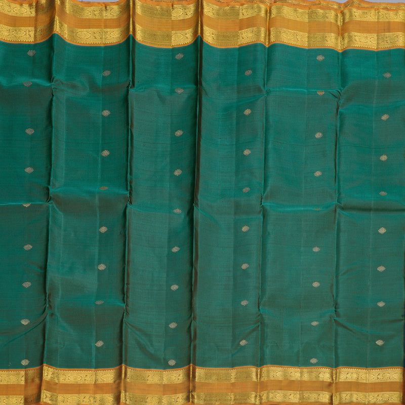 Hayagrivas Pebble Green Handloom Kanjivaram Silk Saree with Honey Yellow Border BD468-SBS