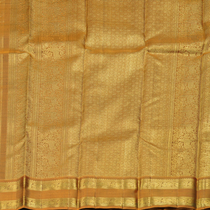 Hayagrivas Pebble Green Handloom Kanjivaram Silk Saree with Honey Yellow Border BD468-SBS