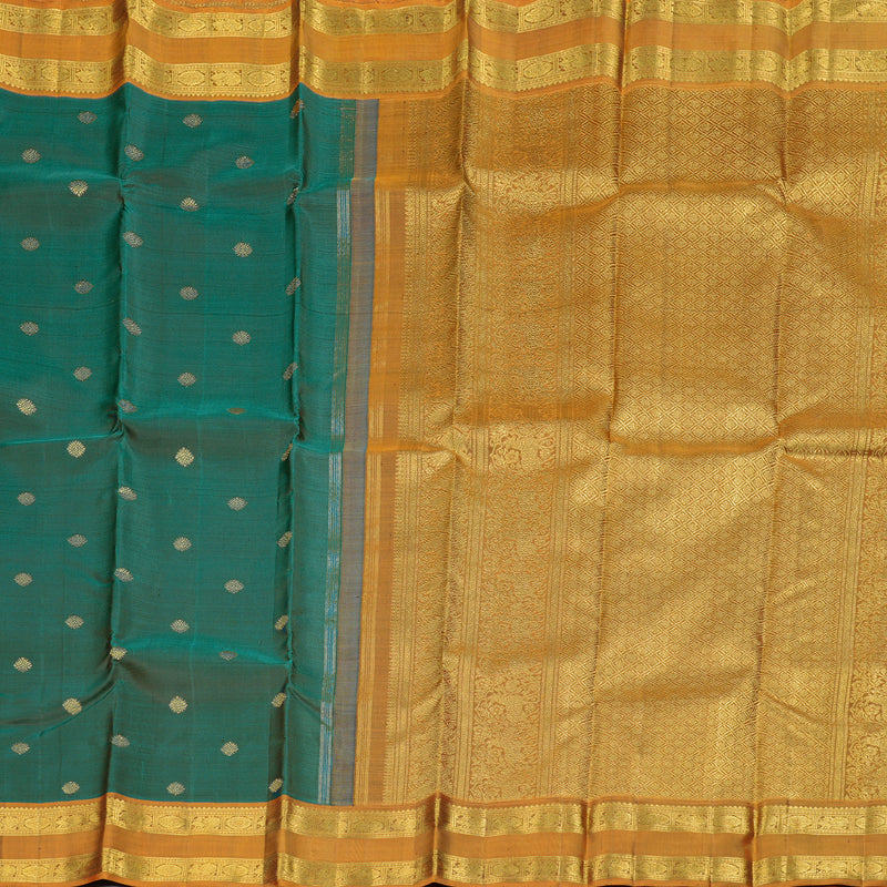 Hayagrivas Pebble Green Handloom Kanjivaram Silk Saree with Honey Yellow Border BD468-SBS