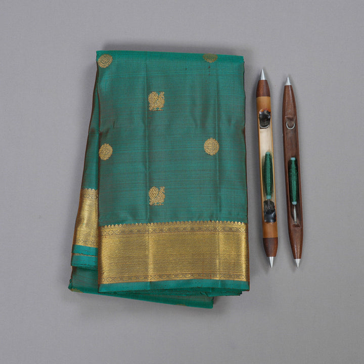 Hayagrivas Teal Green Handloom Kanjivaram Silk Saree BD471-SBS