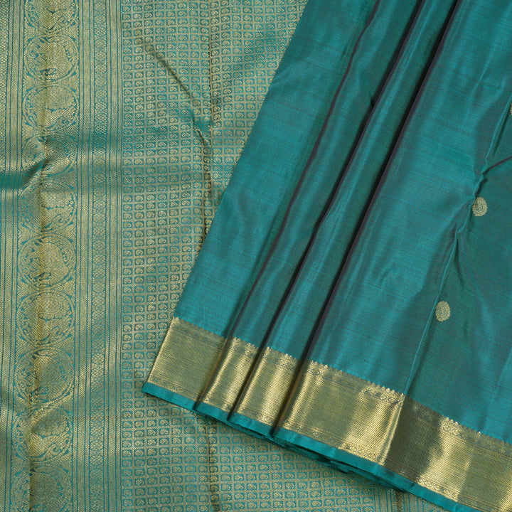 Hayagrivas Teal Green Handloom Kanjivaram Silk Saree BD471-SBS