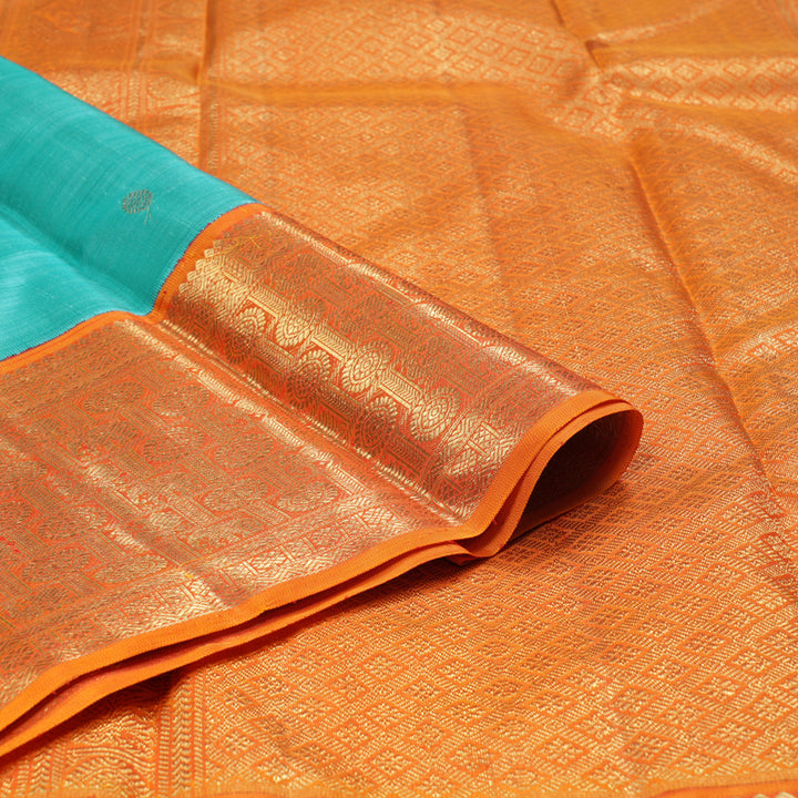 Hayagrivas Pastel Green Handloom Kanjivaram Silk Saree with Honey Mustard Border BD472-SBS