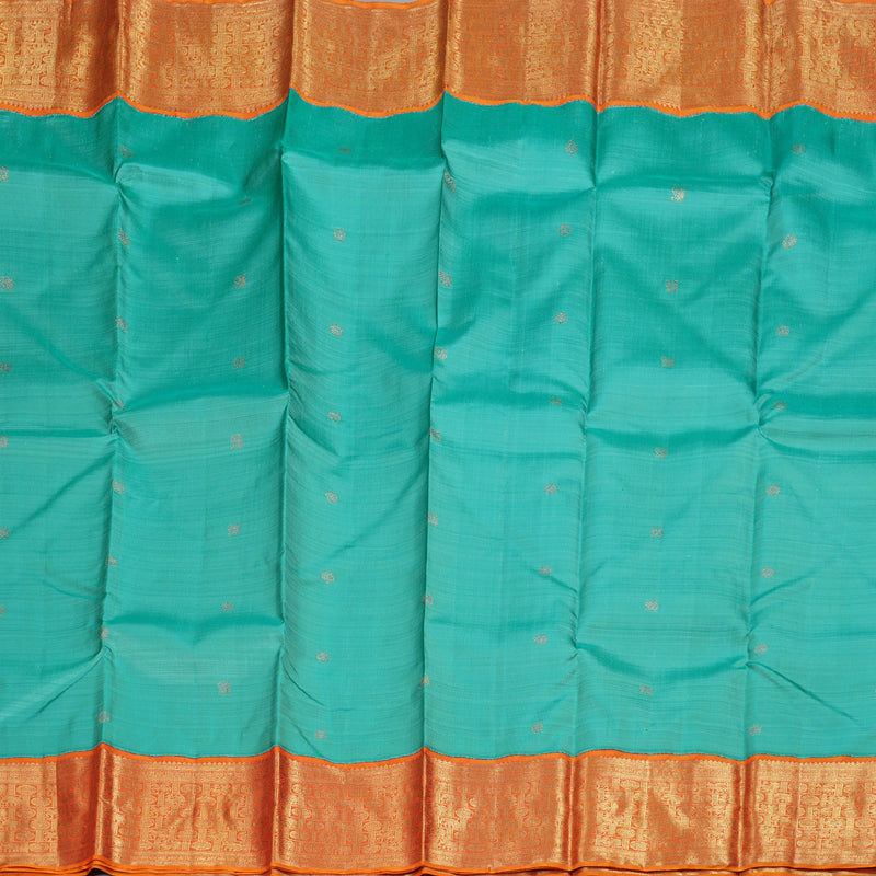 Hayagrivas Pastel Green Handloom Kanjivaram Silk Saree with Honey Mustard Border BD472-SBS