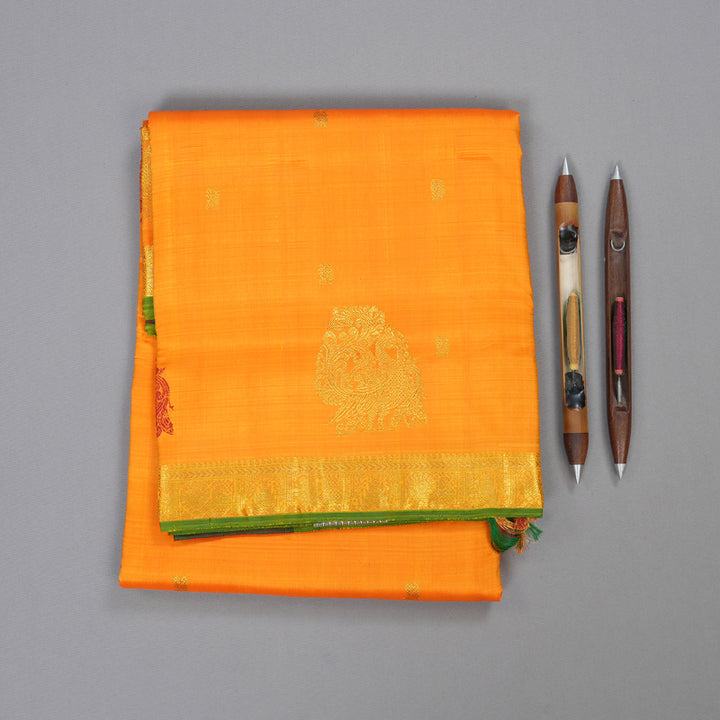 Hayagrivas Mango Yellow Handloom Kanjivaram Ten Yards Silk Saree with Mango Yellow Border BD474-SBS