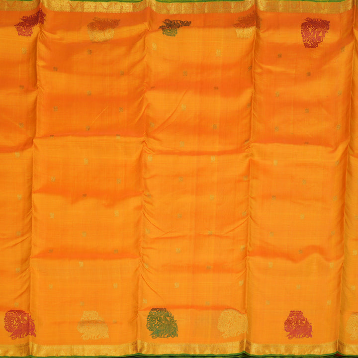 Hayagrivas Mango Yellow Handloom Kanjivaram Ten Yards Silk Saree with Mango Yellow Border BD474-SBS