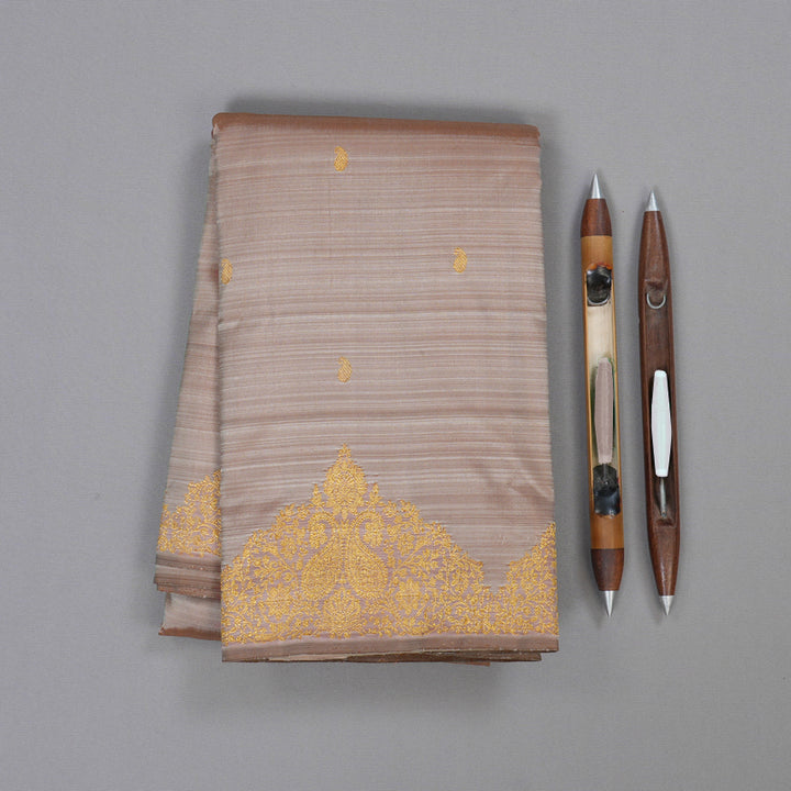 Hayagrivas Wheat Brown Handloom Kanjivaram Silk Saree BD475-SBS