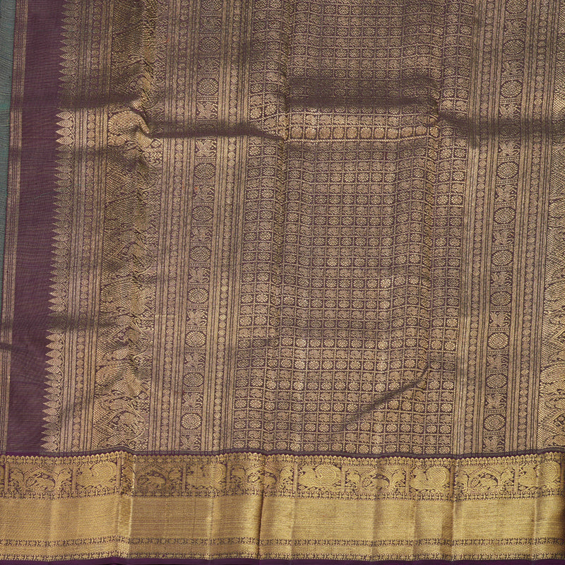 Hayagrivas Dark Green Handloom Kanjivaram Silk Saree with Dark Purple Border BD484-SBS