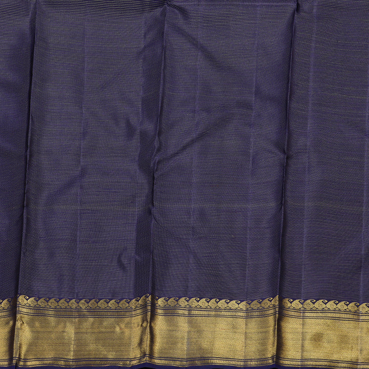 Hayagrivas Dark Purple Handloom Vairaoosi Kanjivaram Silk Saree with Dark Blue Border BD488-SBS