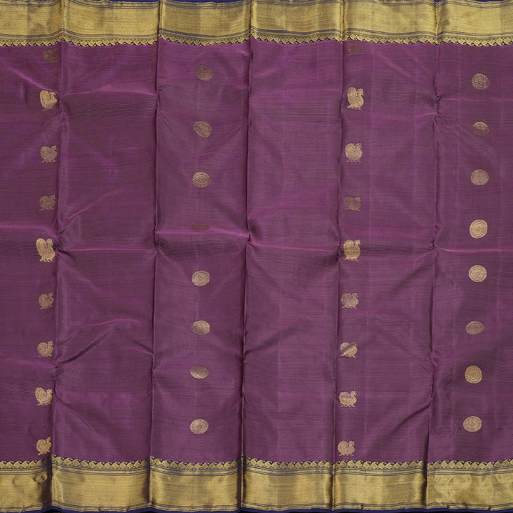 Hayagrivas Dark Purple Handloom Vairaoosi Kanjivaram Silk Saree with Dark Blue Border BD488-SBS