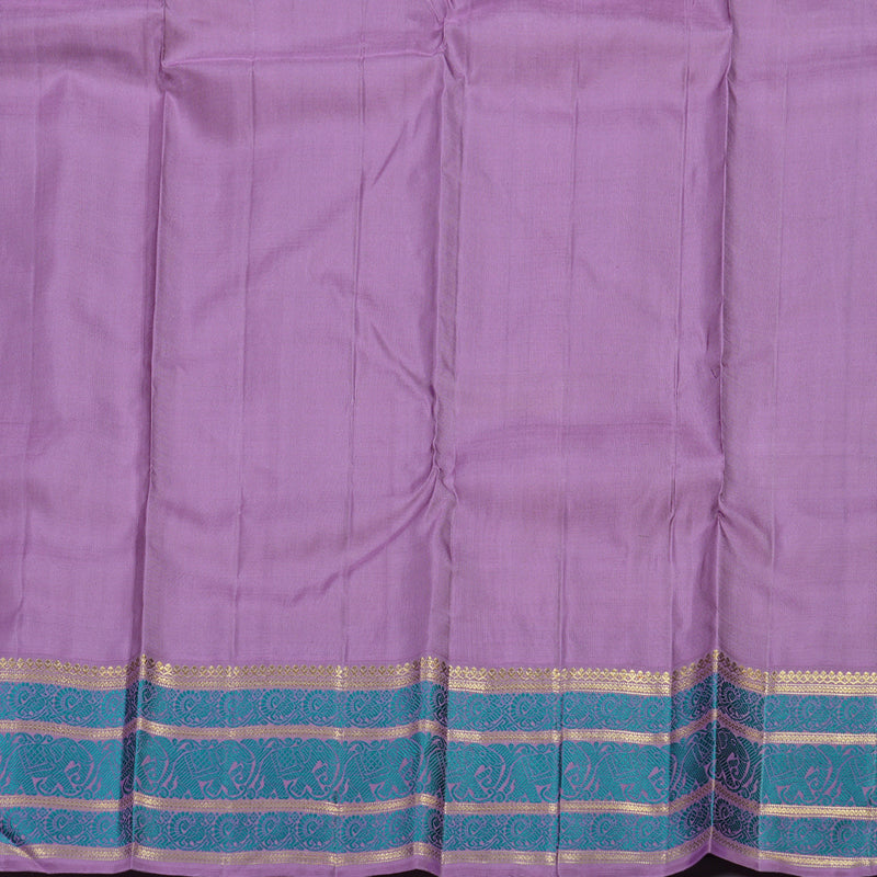 Hayagrivas Beige Handloom Kanjivaram Silk Saree with Lavender Border BD492-SBS