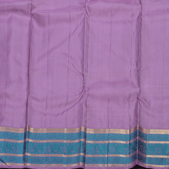 Hayagrivas Beige Handloom Kanjivaram Silk Saree with Lavender Border BD492-SBS