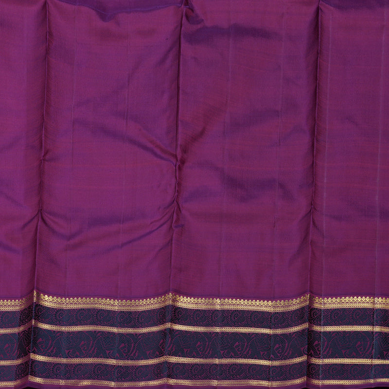 Hayagrivas Orange Handloom Kanjivaram Silk Saree with Purple Border BD493-SBS