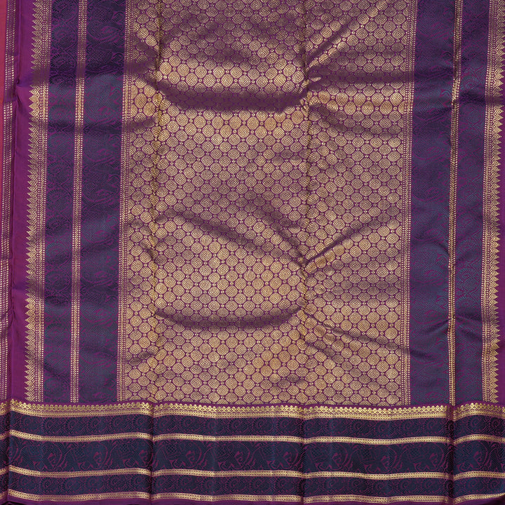 Hayagrivas Orange Handloom Kanjivaram Silk Saree with Purple Border BD493-SBS