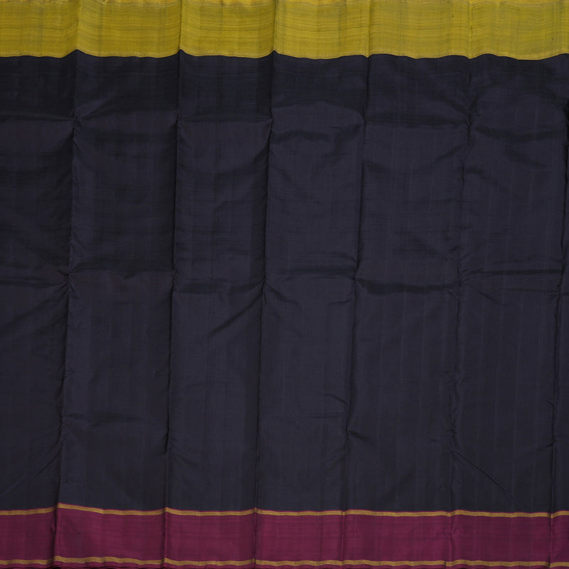 Hayagrivas Black Handloom Kanjivaram Silk Saree with Ganga Jamuna (Wine Maroon And Sampanga Green) Border BD494-SBS