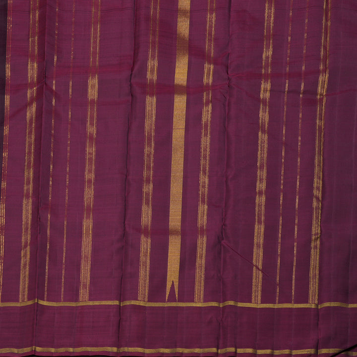 Hayagrivas Black Handloom Kanjivaram Silk Saree with Ganga Jamuna (Wine Maroon And Sampanga Green) Border BD494-SBS