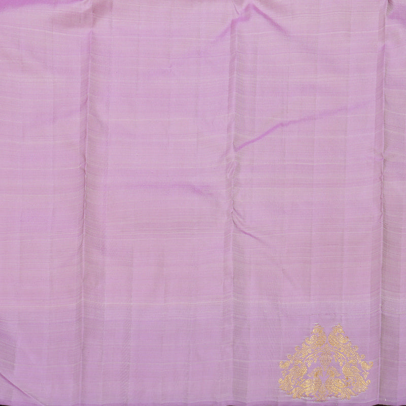 Hayagrivas Peach Pink Handloom Kanjivaram Silk Saree with Lavender Border BD496-SBS