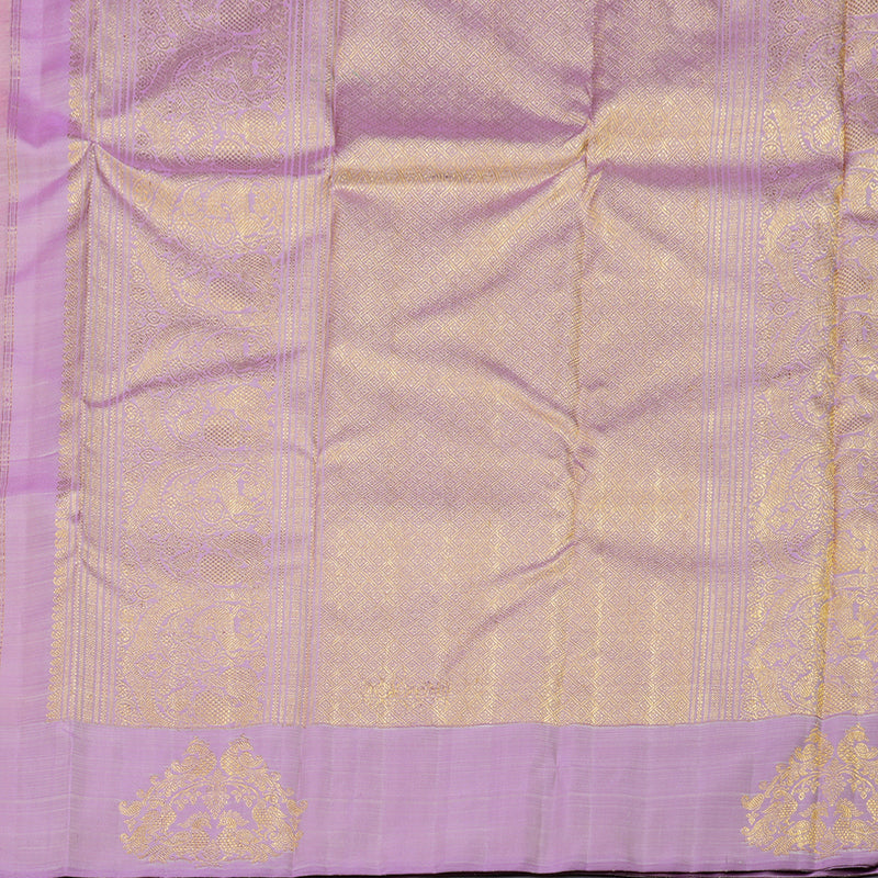 Hayagrivas Peach Pink Handloom Kanjivaram Silk Saree with Lavender Border BD496-SBS