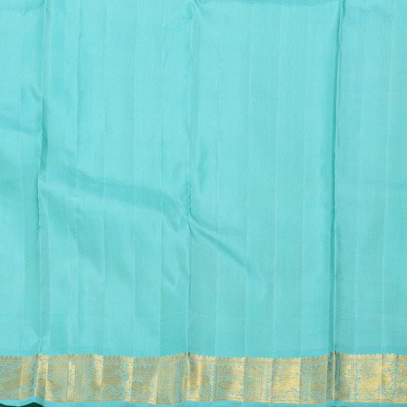 Hayagrivas Dual Tone (Green With Sea Blue) Handloom Kanjivaram Silk Saree with Sea Blue Border BD528-SBS