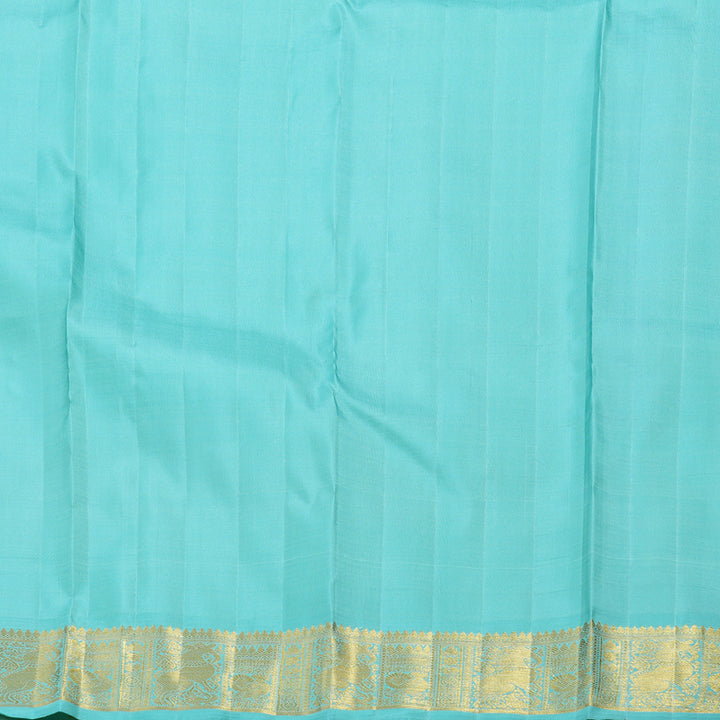 Hayagrivas Dual Tone (Green With Sea Blue) Handloom Kanjivaram Silk Saree with Sea Blue Border BD528-SBS
