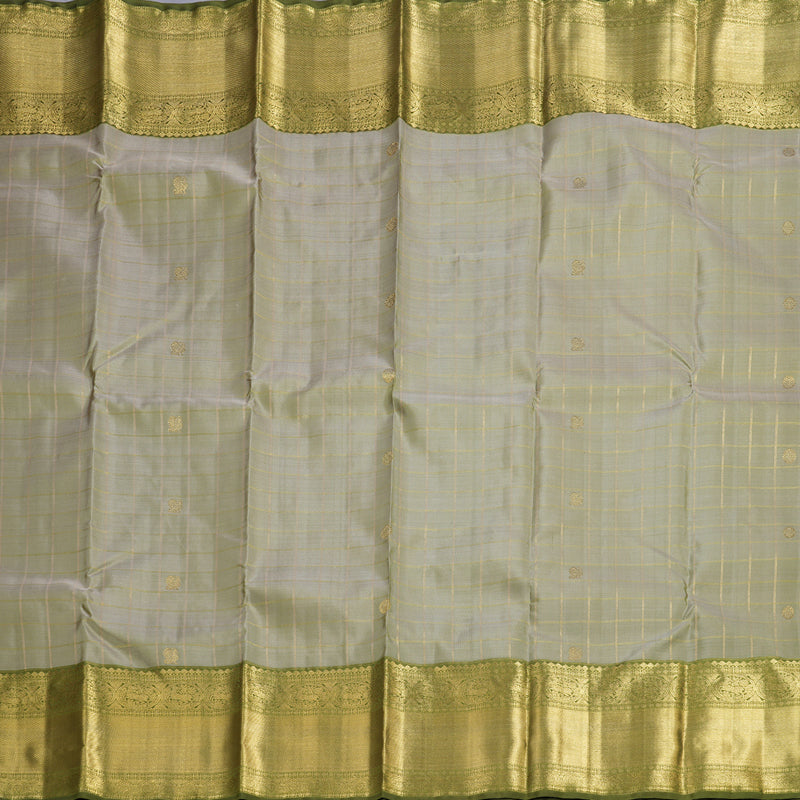 Hayagrivas Beige Handloom Kanjivaram Silk Saree with Olive Green Border BD549-SBS