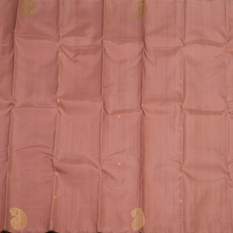 Hayagrivas Handloom Kanjivaram silk saree in Delicate Borderless Onion pink with Sandal BE110-SBS
