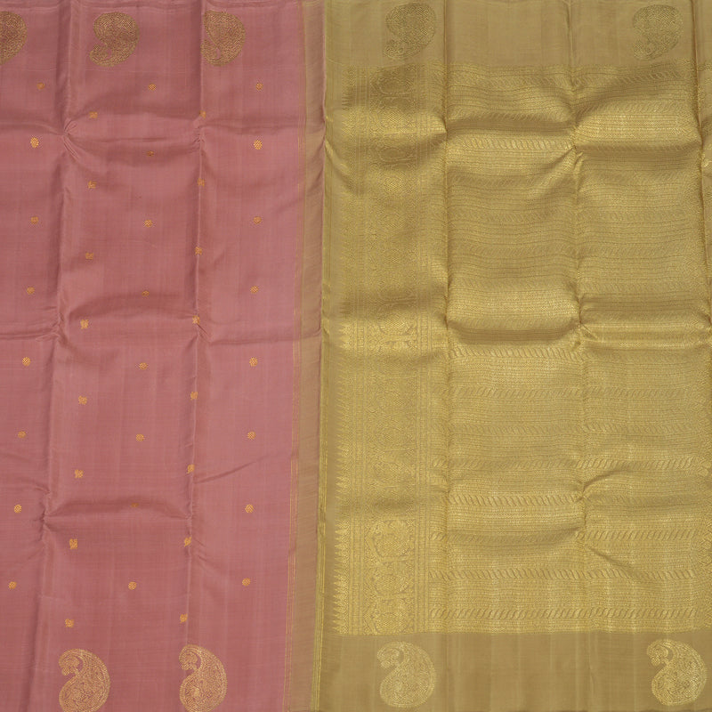 Hayagrivas Handloom Kanjivaram silk saree in Delicate Borderless Onion pink with Sandal BE110-SBS