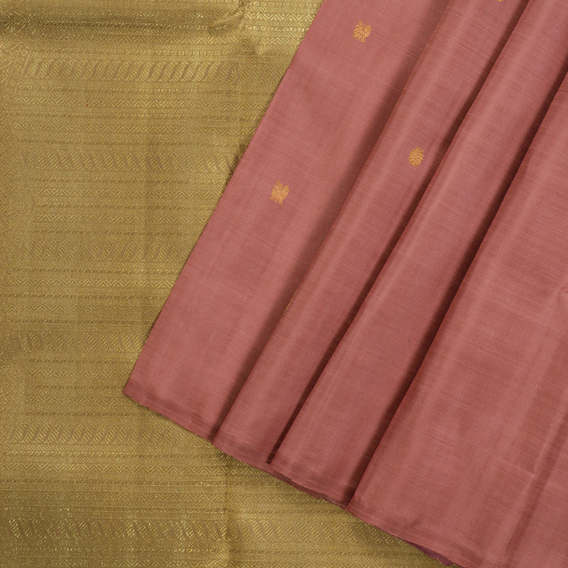 Hayagrivas Handloom Kanjivaram silk saree in Delicate Borderless Onion pink with Sandal BE110-SBS