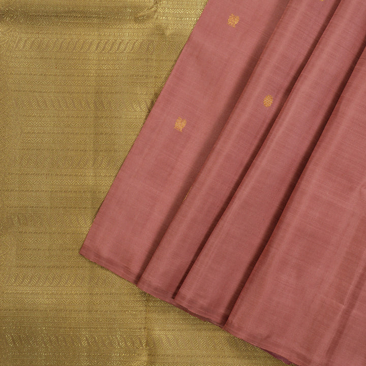 Hayagrivas Handloom Kanjivaram silk saree in Delicate Borderless Onion pink with Sandal BE110-SBS