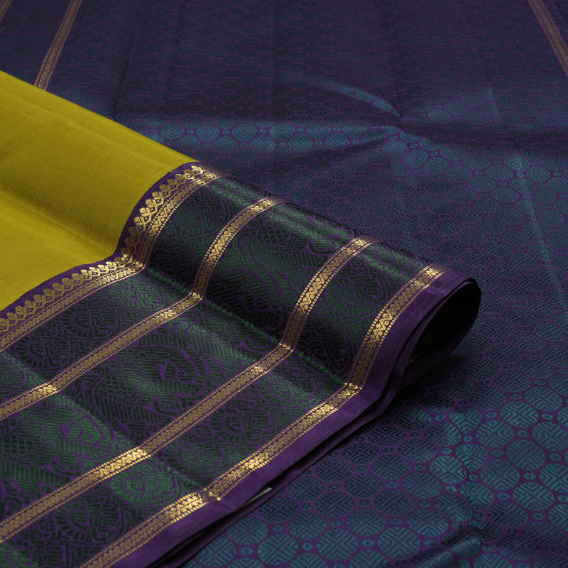 Hayagrivas Handloom Kanjivaram Silk Saree in Sampanga Green BE120-SBS