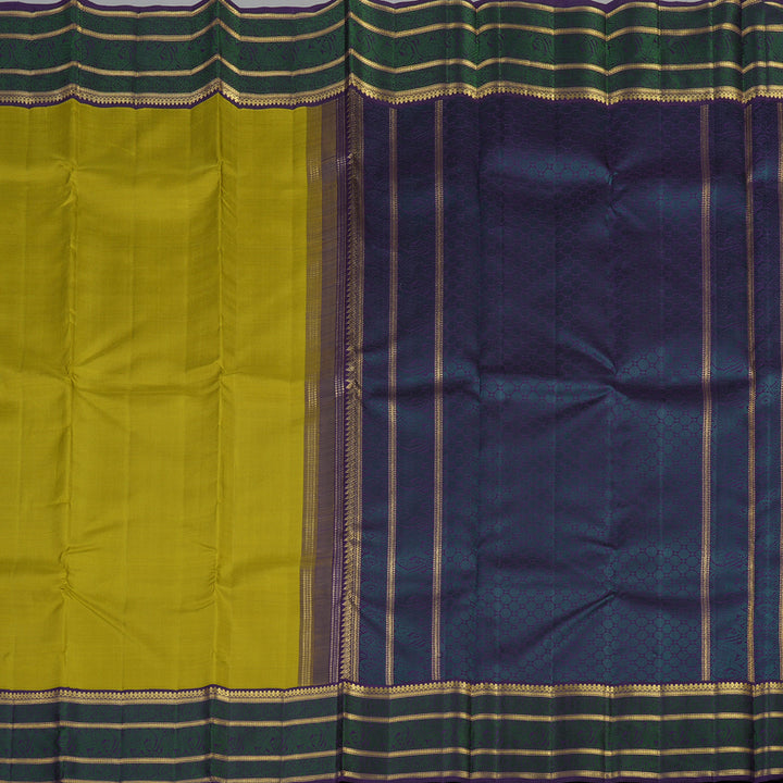 Hayagrivas Handloom Kanjivaram Silk Saree in Sampanga Green BE120-SBS