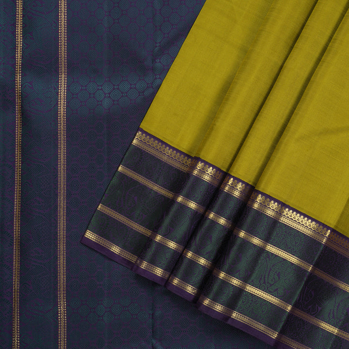 Hayagrivas Handloom Kanjivaram Silk Saree in Sampanga Green BE120-SBS