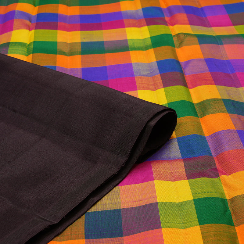 Hayagrivas Handloom Korvai Kanjivaram Silk Saree in Classic Multi colour Checks BE122-SBS