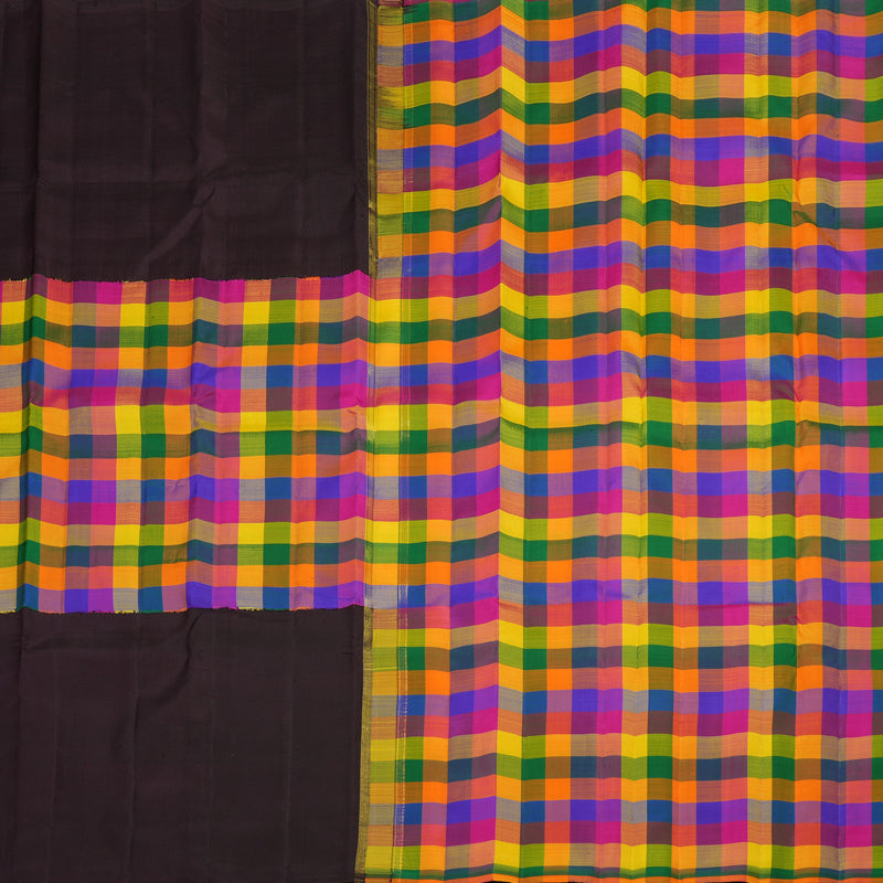 Hayagrivas Handloom Korvai Kanjivaram Silk Saree in Classic Multi colour Checks BE122-SBS