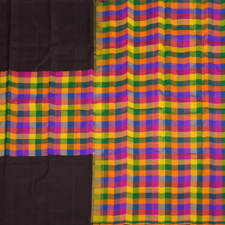 Hayagrivas Handloom Korvai Kanjivaram Silk Saree in Classic Multi colour Checks BE122-SBS