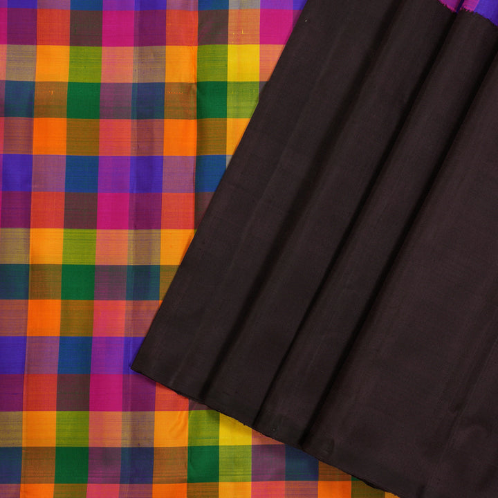 Hayagrivas Handloom Korvai Kanjivaram Silk Saree in Classic Multi colour Checks BE122-SBS