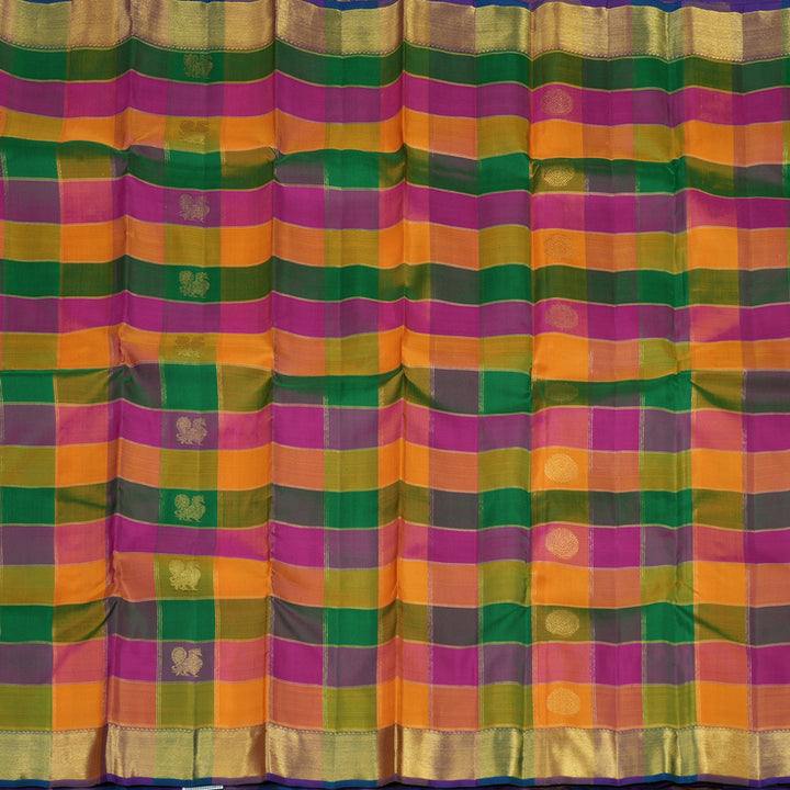 Hayagrivas Handloom Kanjivaram silk saree in Multi colour with Purple Paalum Pazhamum  BE124-SBS