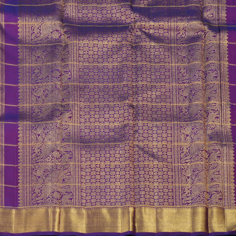 Hayagrivas Handloom Kanjivaram silk saree in Multi colour with Purple Paalum Pazhamum  BE124-SBS