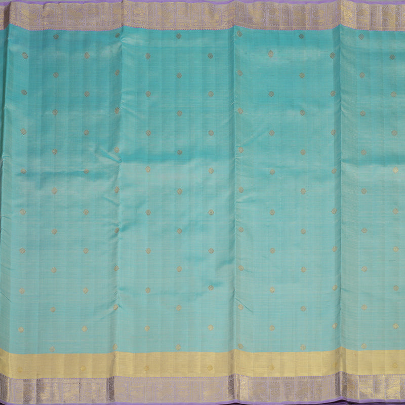 Hayagrivas Handloom Kanjivaram Nine yards silk saree in Light sky blue with lavendar BE133-SBS