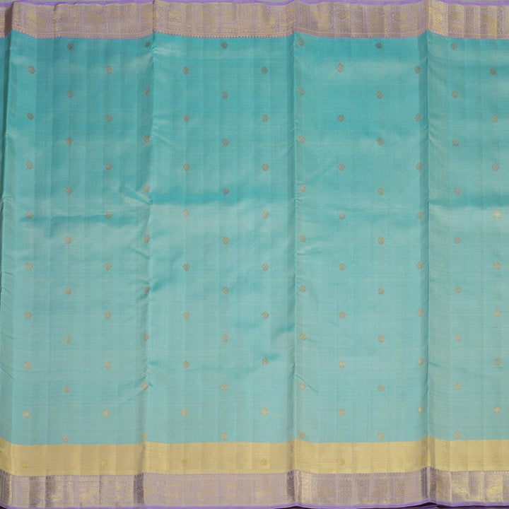 Hayagrivas Handloom Kanjivaram Nine yards silk saree in Light sky blue with lavendar BE133-SBS